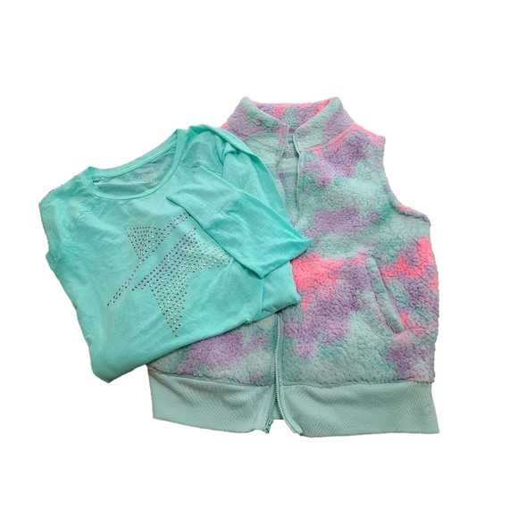 Other - EUC Girls SO 2 piece bundle, sherpa vest 14/16 and a long sleeved shirt size 14